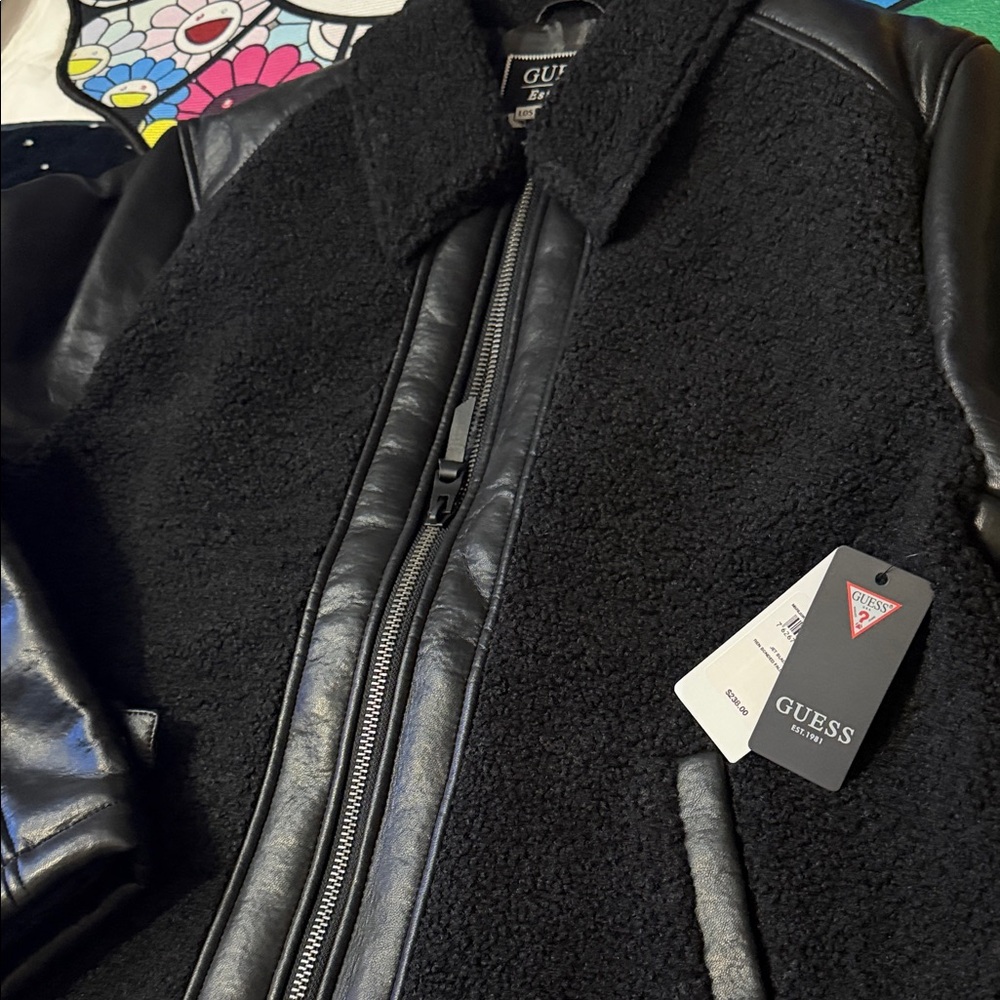 GUESS
Men's Faux-Leather Fleece-Trimmed Jacket - Picture 5 of 16
